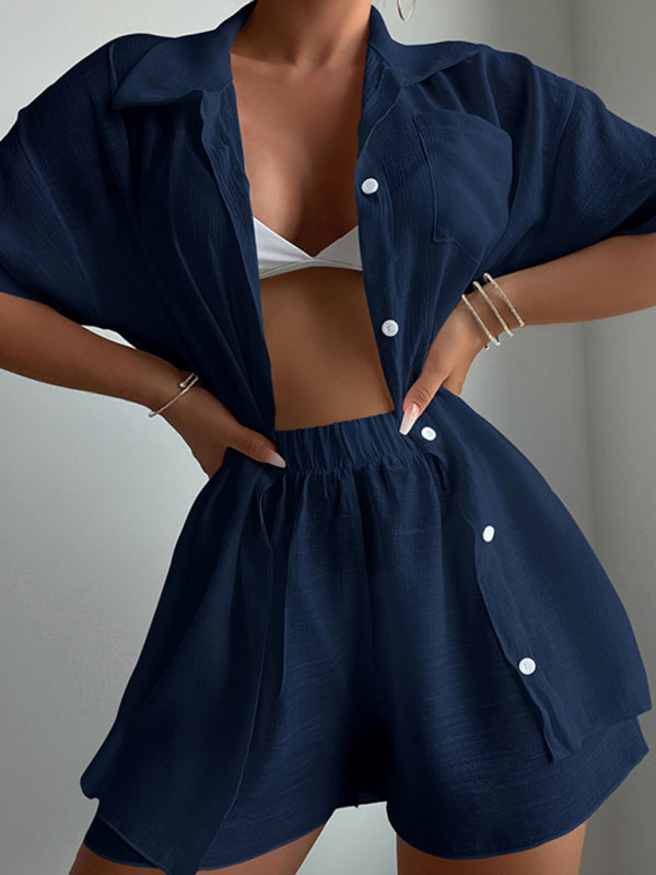 Loose Fit Sun Protection Beach Cover-Up Shirt & Shorts Set – Lightweight & Breathable