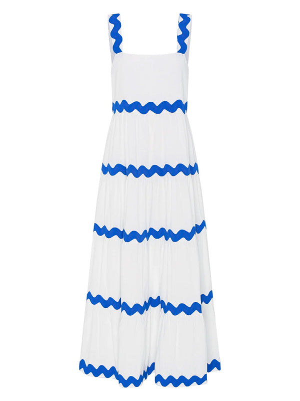 Weißes Maxikleid mit gewelltem Tube-Top und Strumpfhaltern – Romantischer Frühlingsstil