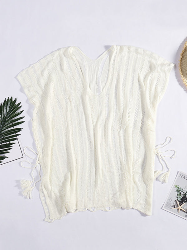 Hollow Knit Beach Cover-Up – Lightweight Acrylic Swimsuit Top