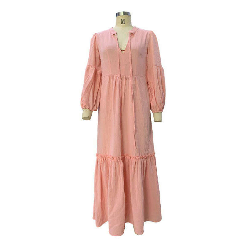 bohemian-v-neck-cotton-linen-midi-dress-–-puff-sleeves-pinksmiling-maria---everything-for-women-34646149