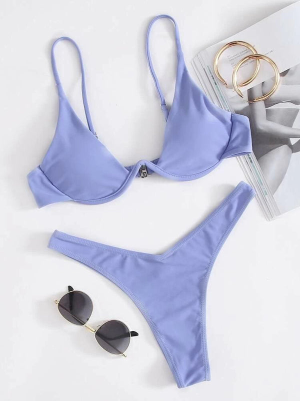 Solid Color Underwire Bikini – Supportive Fit & Sexy Design, Spring-Summer Ready
