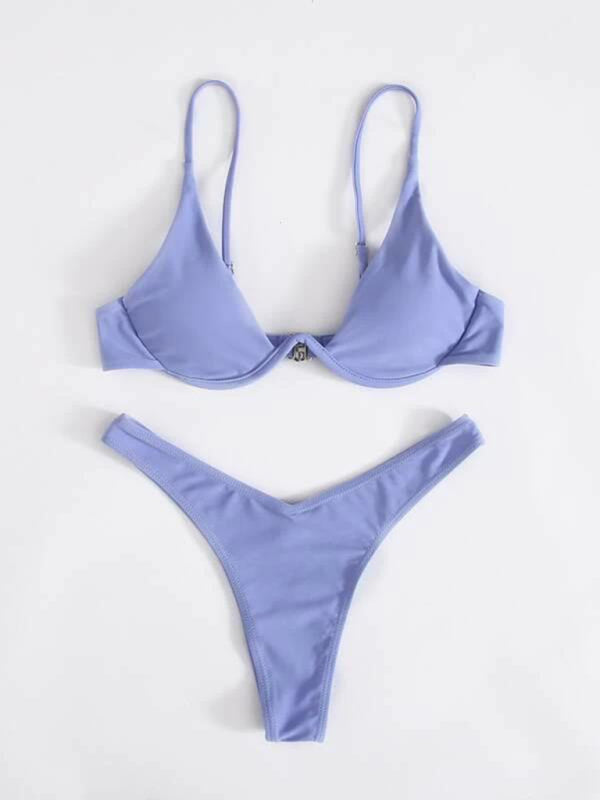 Solid Color Underwire Bikini – Supportive Fit & Sexy Design, Spring-Summer Ready