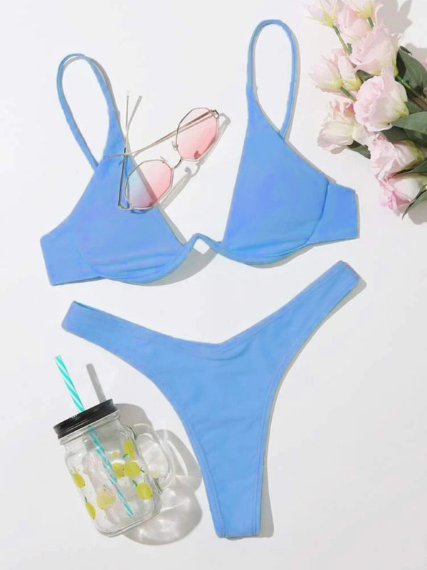 Solid Color Underwire Bikini – Supportive Fit & Sexy Design, Spring-Summer Ready