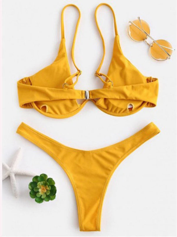 Solid Color Underwire Bikini – Supportive Fit & Sexy Design, Spring-Summer Ready