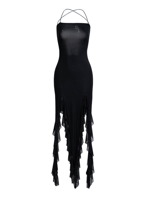 Ruffled Slim Fit Midi Dress – Elegant Bodycon Style for Spring & Summer