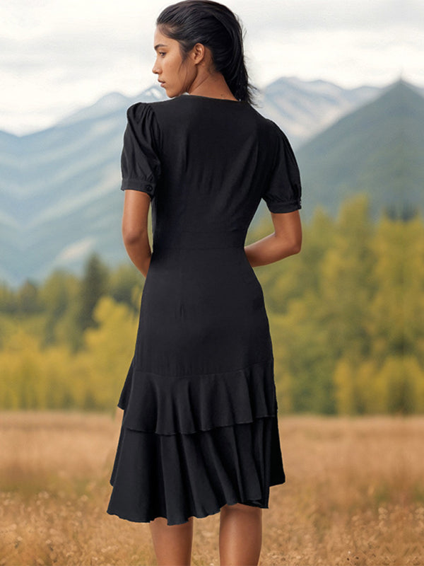 Asymmetrical Solid Rayon Slim Dress – Elegant Spring Summer Partywear