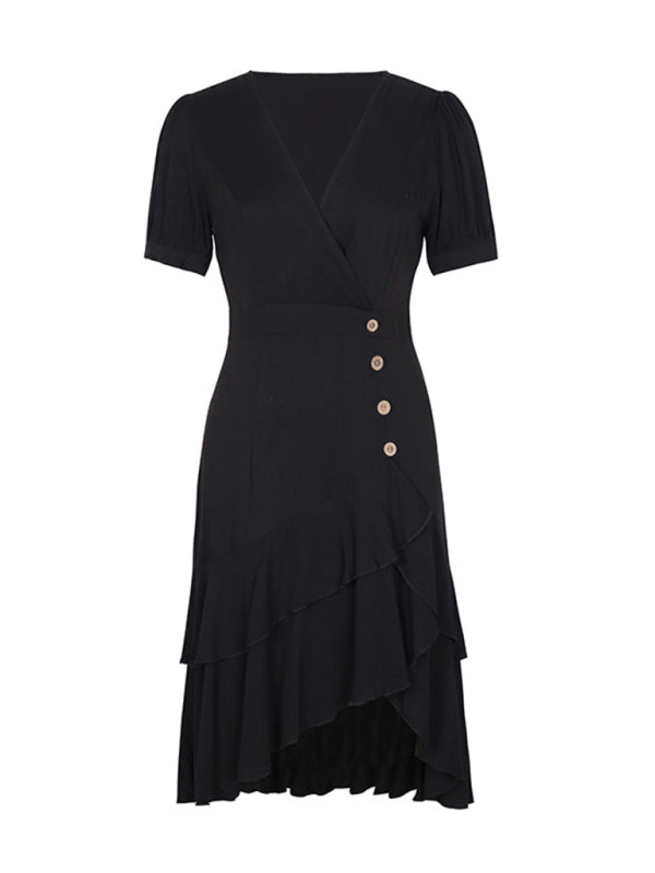 Asymmetrical Solid Rayon Slim Dress – Elegant Spring Summer Partywear