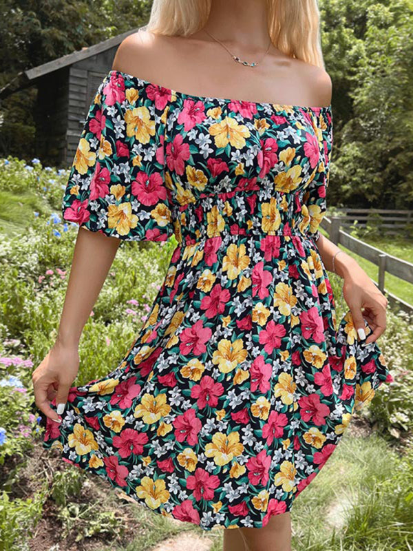 Off-Shoulder Ruffle Printed Dress – Romantic Spring-Summer Style