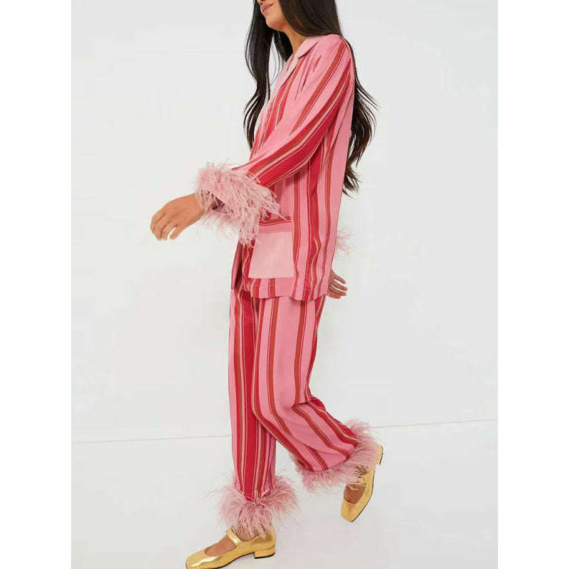 irregular-striped-shirt-and-trousers-loose-two-piece-feather-home-clothessmiling-maria---everything-for-women-34638088