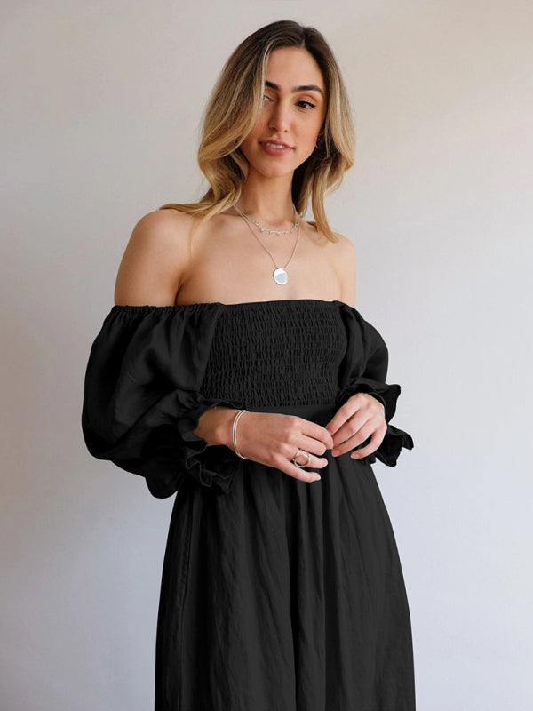 Ruffle Lantern Sleeve Midi Dress with Rope Belt – Spring-Summer Style