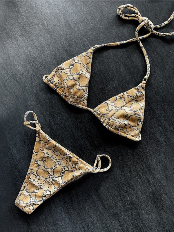 Sexy Triangle Bikini Set – Solid Color, Moderate Stretch, Spring/Summer Fit