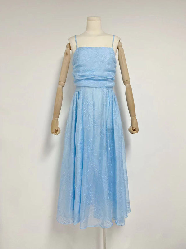 New sling strapless waist long dress