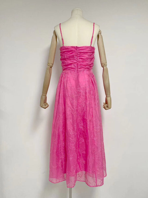 New sling strapless waist long dress