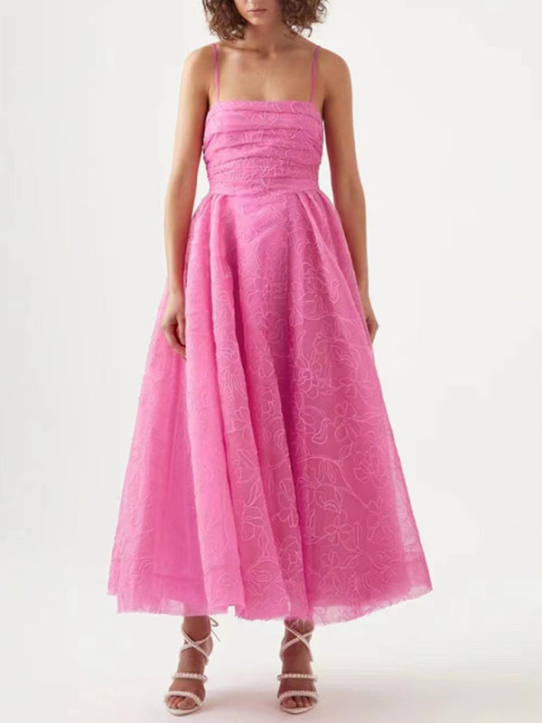 New sling strapless waist long dress