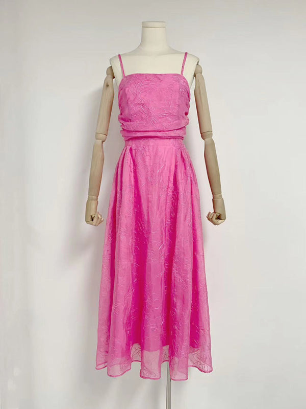 New sling strapless waist long dress