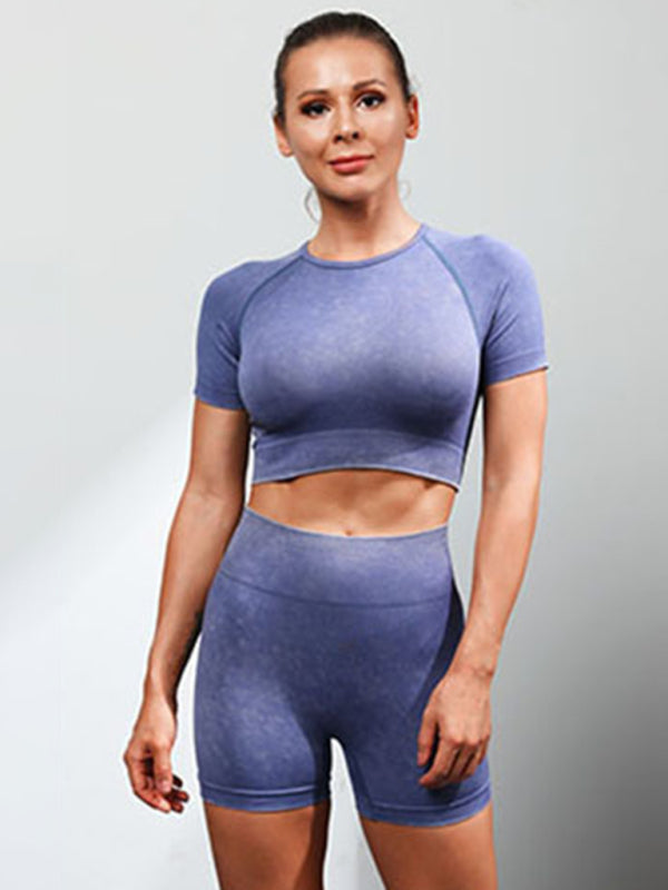 Multi-Color Yoga Shorts & Top Set – Seamless Activewear