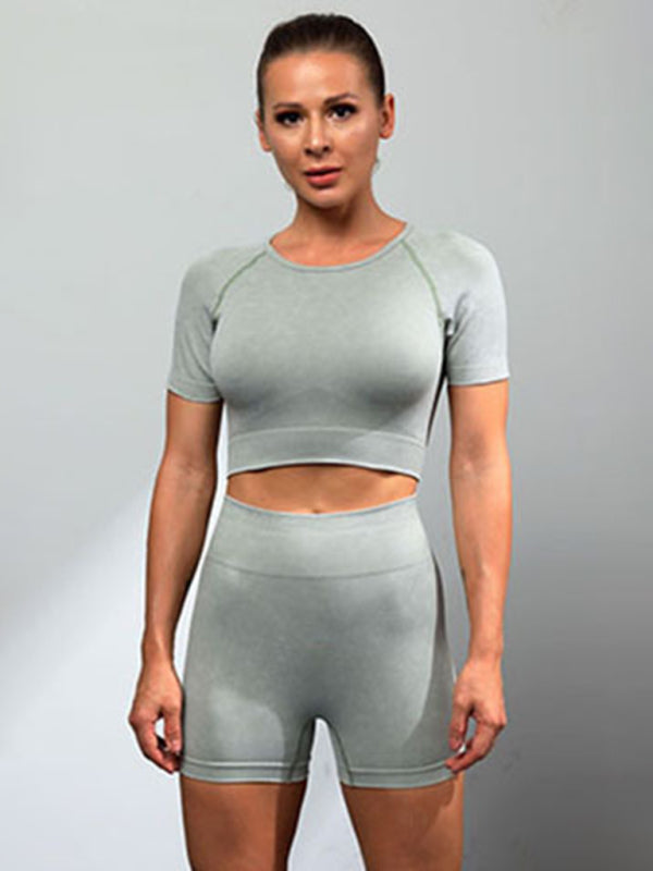 Multi-Color Yoga Shorts & Top Set – Seamless Activewear