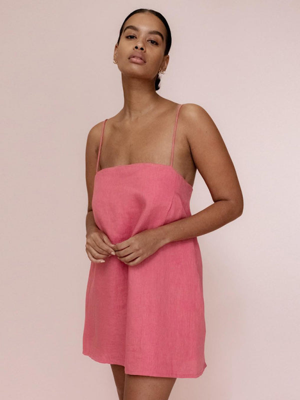 Cotton-Linen Holiday Midi Dress – Relaxed Fit, Sleeveless Summer Style