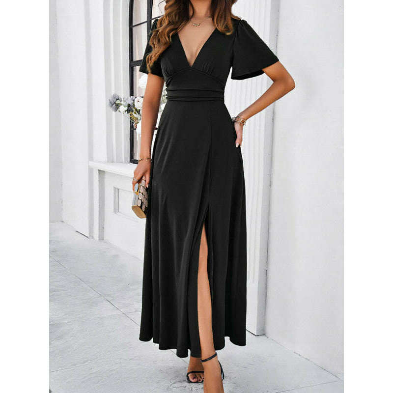 solid-v-neck-maxi-dress-–-waist-cinching-fit-elegant-woven-finishsmiling-maria---everything-for-women-34648025