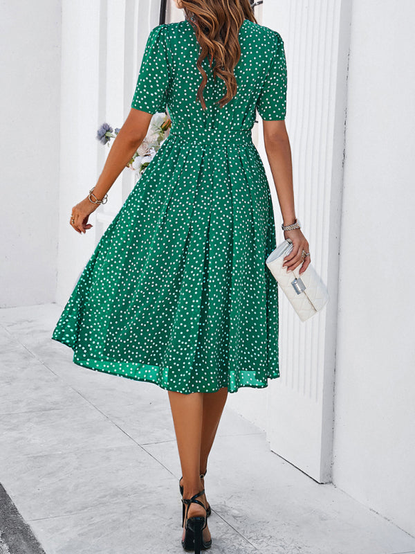 Polka Dot Strappy Midi Dress – Elegant Casual Style for Spring & Summer