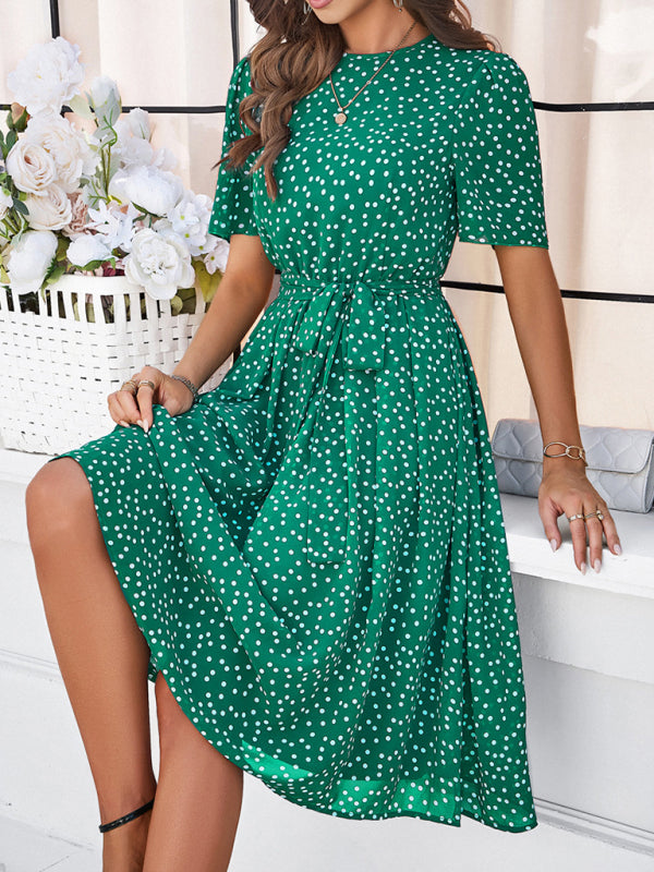 Polka Dot Strappy Midi Dress – Elegant Casual Style for Spring & Summer