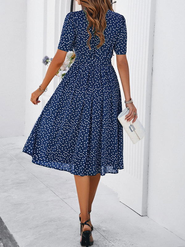 Polka Dot Strappy Midi Dress – Elegant Casual Style for Spring & Summer