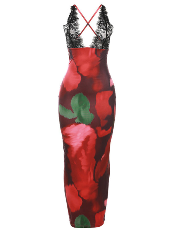 Leopard Lace Backless Bodycon Dress