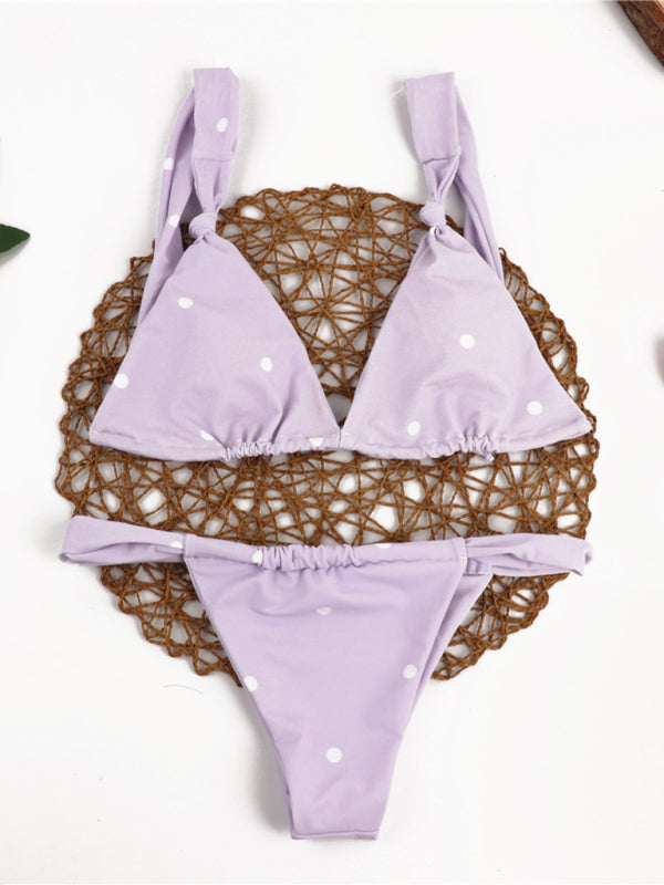Sexy Pleated Triangle Bikini Set – Adjustable Straps & Moderate Coverage