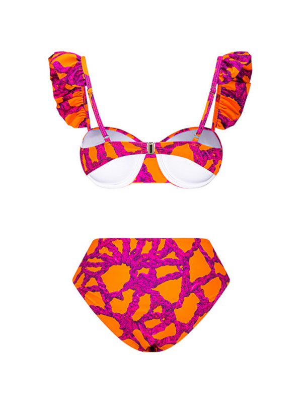 Printed Sleeveless 3-Piece Bikini Set – Top, Pants & Skirt
