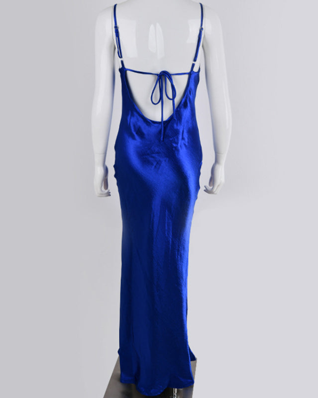 Strapless Backless Solid Color Evening Dress