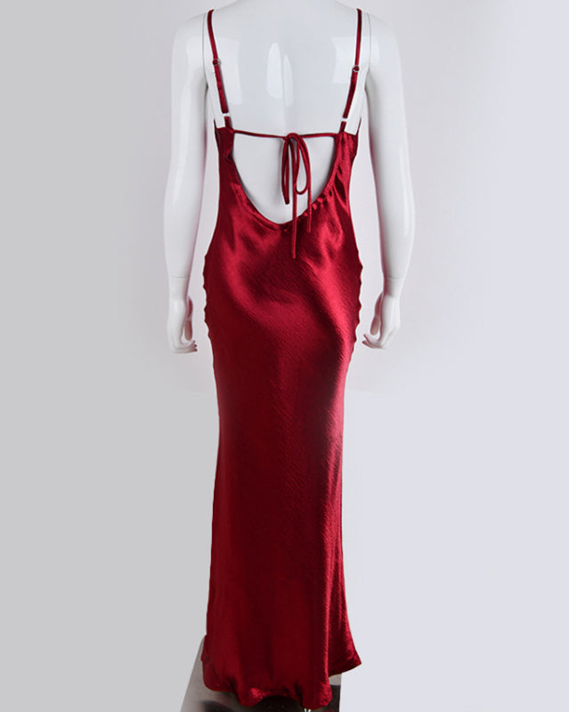 Strapless Backless Solid Color Evening Dress