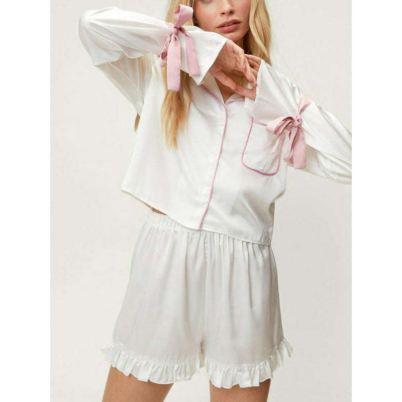 lapel-long-sleeve-top-shorts-lounge-pajama-set-–-soft-polyester-blendsmiling-maria---everything-for-women-34638591