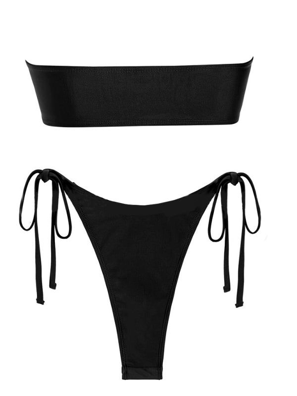 Shiny Split Bikini Set – Sexy Solid Swimwear with Moderate Stretch
