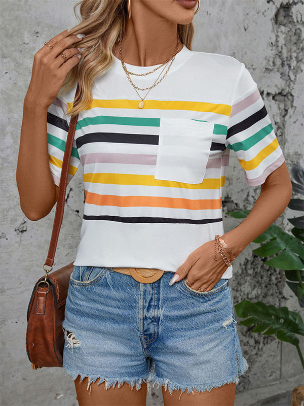 Women's Striped Short Sleeve Knit T-Shirt