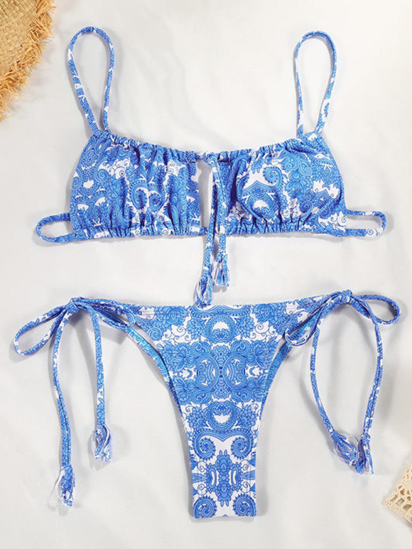 Printed Triangle Bikini Set – Adjustable Straps & Moderate Stretch