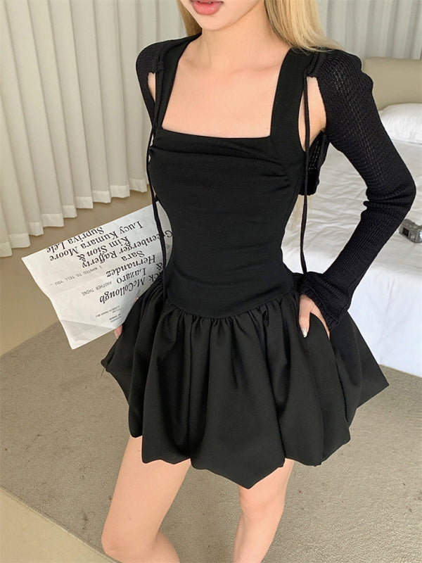 Sleeveless Square Neck Waist Slimming Dress