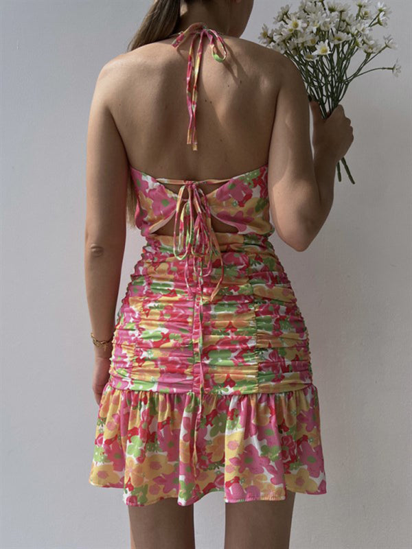 Floral Woven Hip Strap Dress – Romantic Spring-Summer Vacation Look