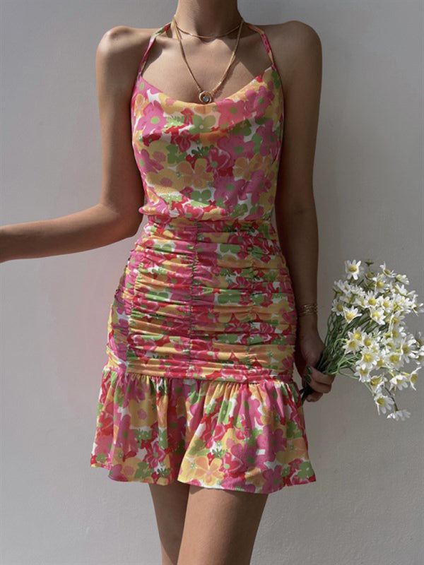 Floral Woven Hip Strap Dress – Romantic Spring-Summer Vacation Look