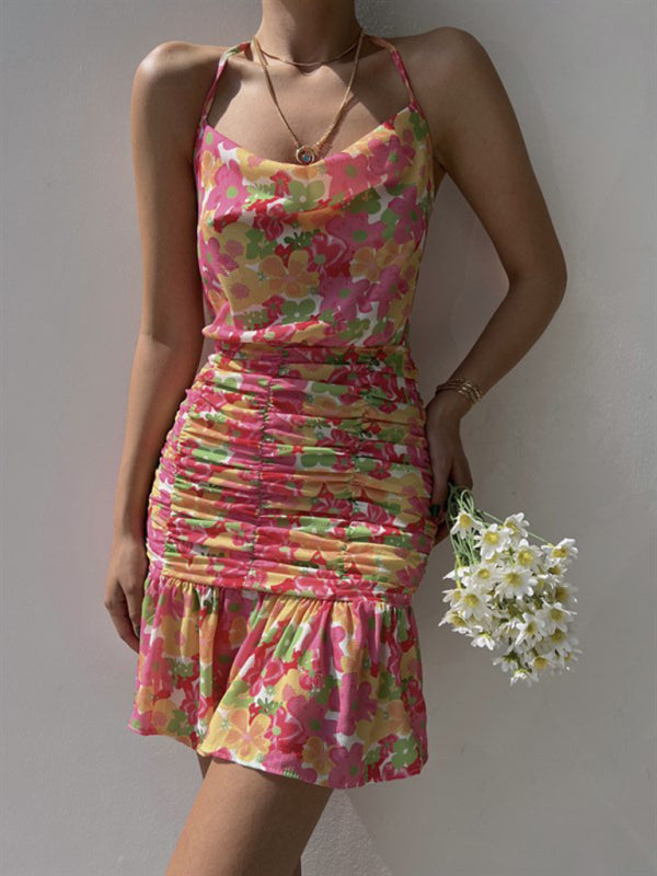 Floral Woven Hip Strap Dress – Romantic Spring-Summer Vacation Look