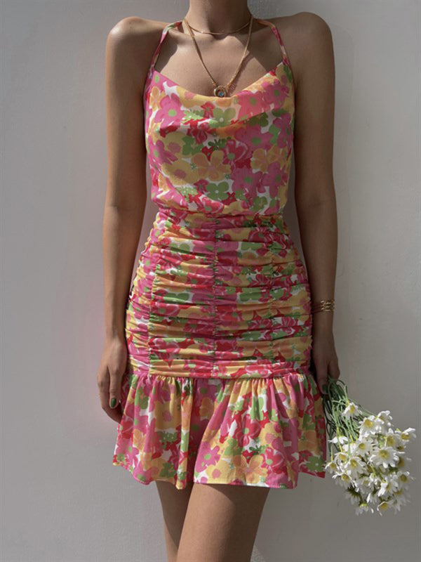 Floral Woven Hip Strap Dress – Romantic Spring-Summer Vacation Look