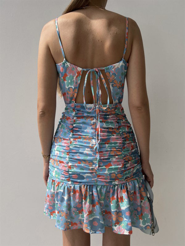 Floral Woven Hip Strap Dress – Romantic Spring-Summer Vacation Look