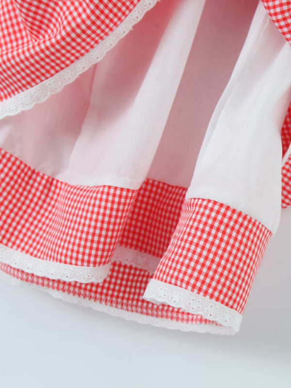 Lace Plaid Strappy Suspender Dress – Cute Summer Style in Red or Black