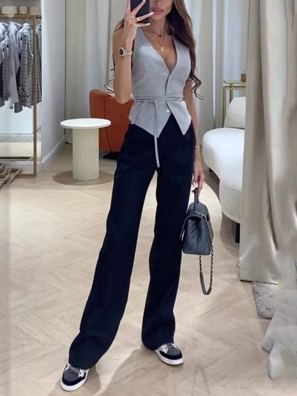 Lace-Up Loose Fit Sleeveless Vest – Lightweight Casual Top for Summer