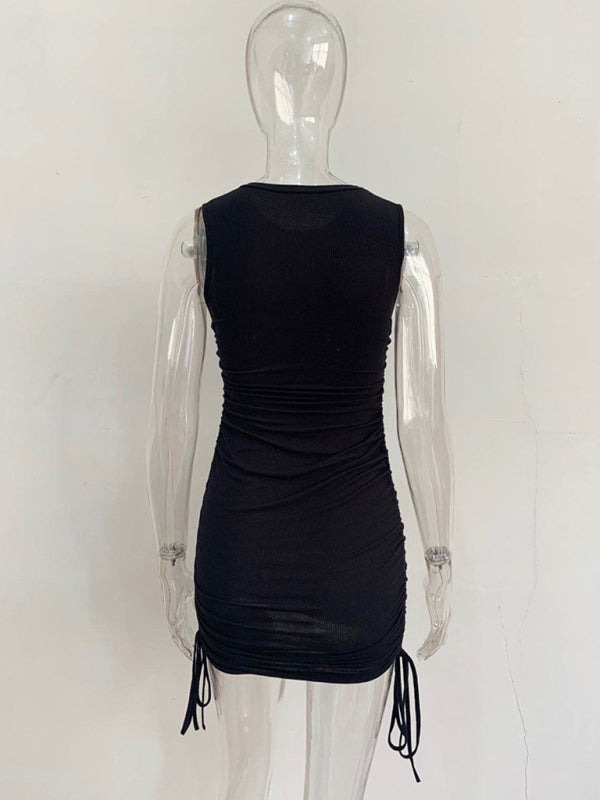 Slim Fit Cotton Vest Dress – Hip-Hugging Knit Style for Spring & Summer
