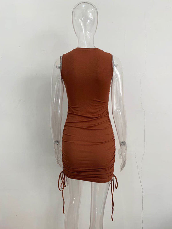 Slim Fit Cotton Vest Dress – Hip-Hugging Knit Style for Spring & Summer