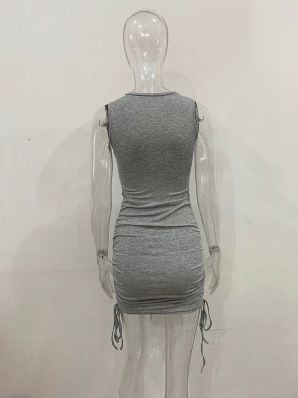 Slim Fit Cotton Vest Dress – Hip-Hugging Knit Style for Spring & Summer