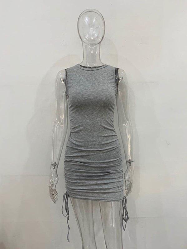 Slim Fit Cotton Vest Dress – Hip-Hugging Knit Style for Spring & Summer