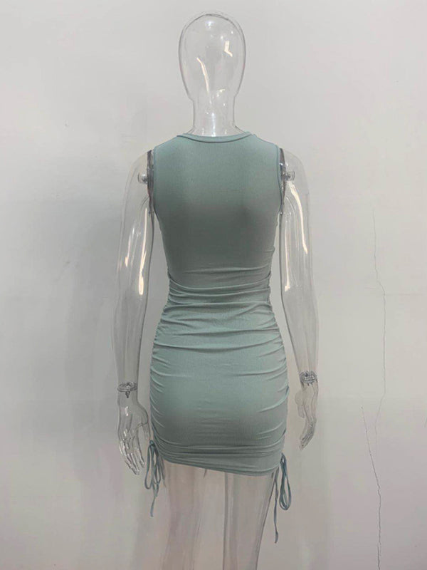 Slim Fit Cotton Vest Dress – Hip-Hugging Knit Style for Spring & Summer