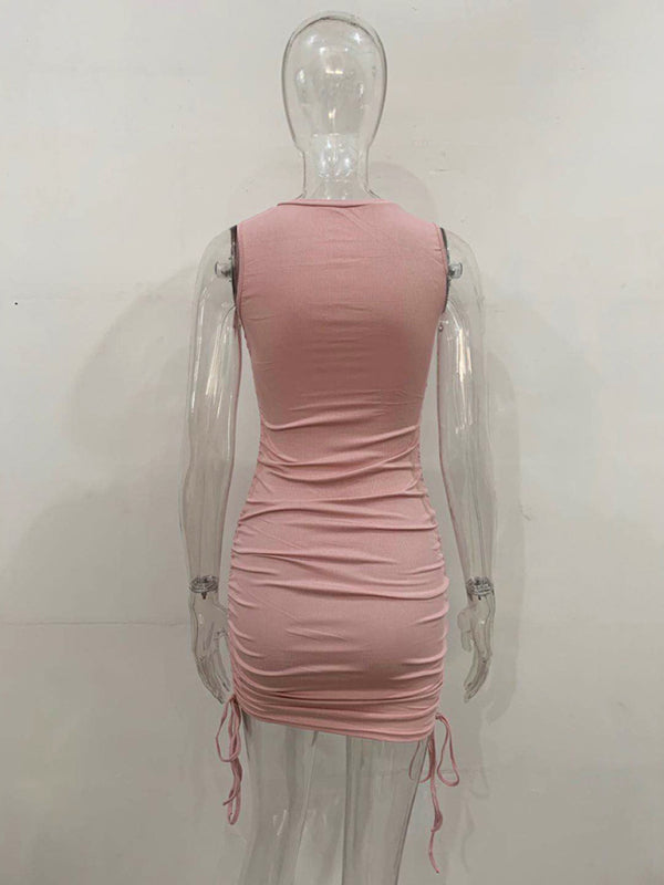 Slim Fit Cotton Vest Dress – Hip-Hugging Knit Style for Spring & Summer