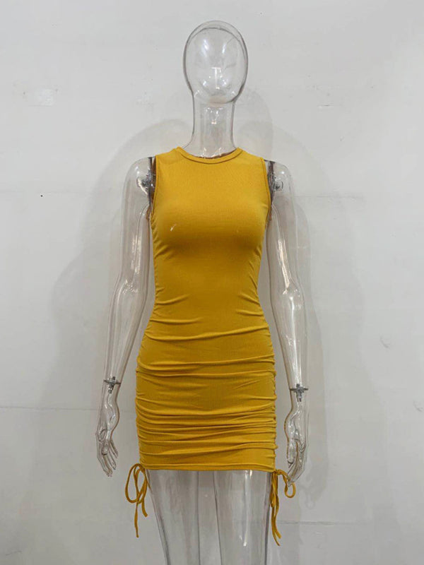 Slim Fit Cotton Vest Dress – Hip-Hugging Knit Style for Spring & Summer